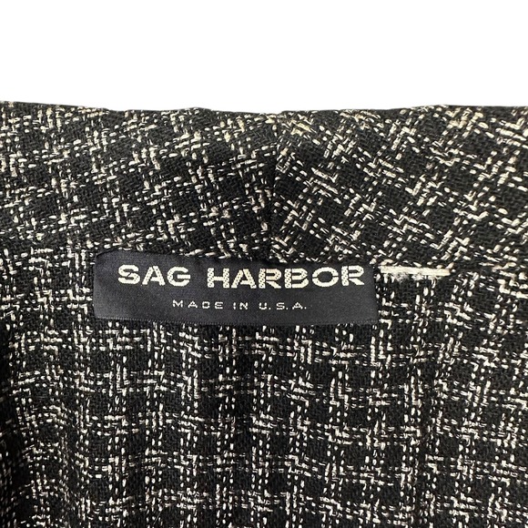 Vintage Sag Harbor Skirt Suit Set Womens 18 Black White Tweed Made USA 90s - Picture 6 of 11